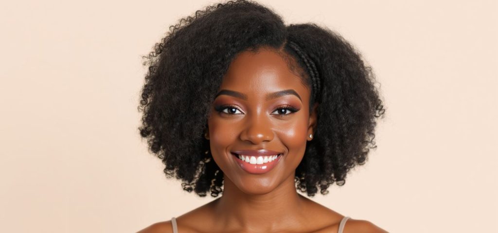 Young black woman with afro textured hair